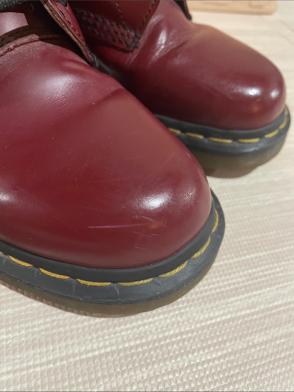 Vintage Dr. Martens 1460 Cherry Red Leather 8-Eye Lace-Up Boots - Picture 4 of 8